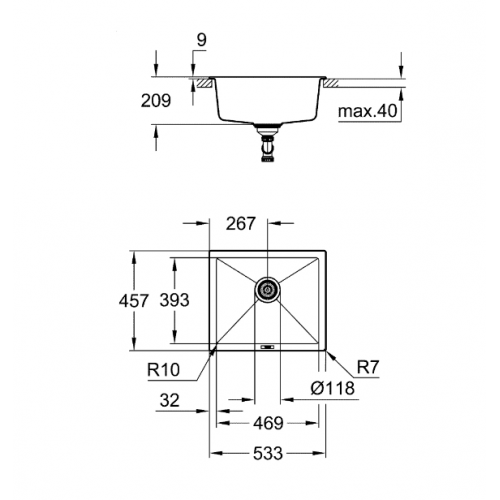 Кухненска мивка гранит GROHE K700, сив мат 